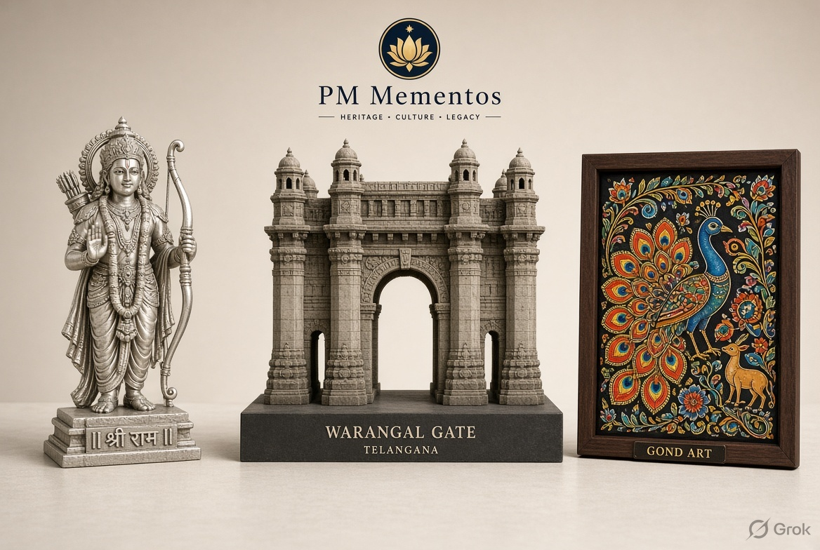 The 8th PM Mementos e-auction features over 1,400 cultural treasures, including a ₹13.5 lakh silver Ram idol and a ₹9 lakh Warangal Gate replica, with all proceeds supporting the Namami Gange project.